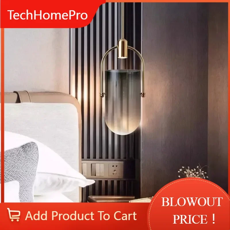 TechHPLED Restaurant Pendant Light Nordic Creative Glass Pendant Light Modern Model Room Hotel