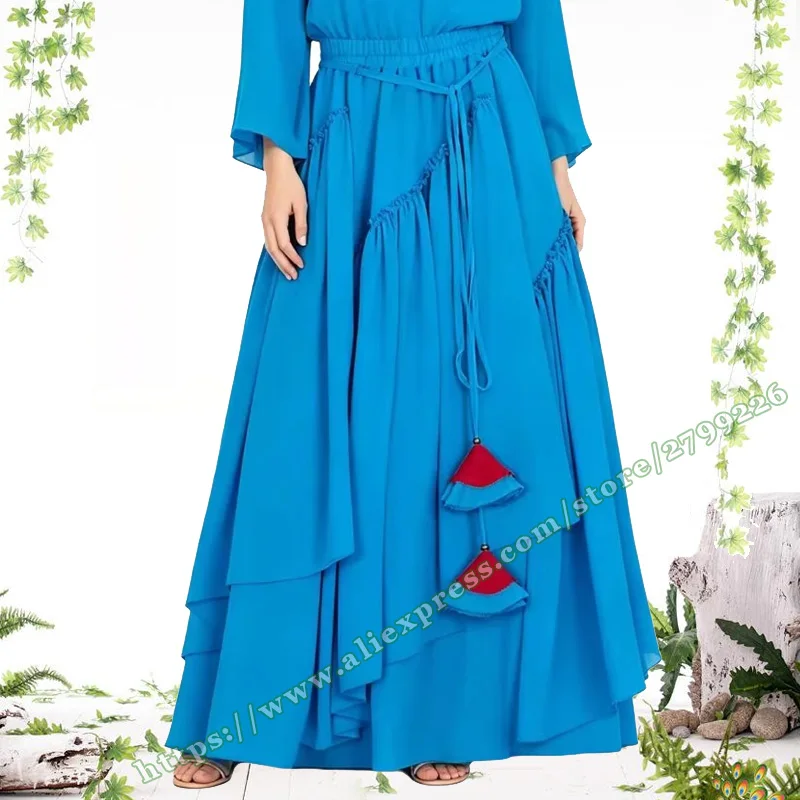 Summer 2025 Purple Chiffon Maxi Skirt for Women Fashion Elegant Asymmetrical Pleated Long Skirts Free Shipping