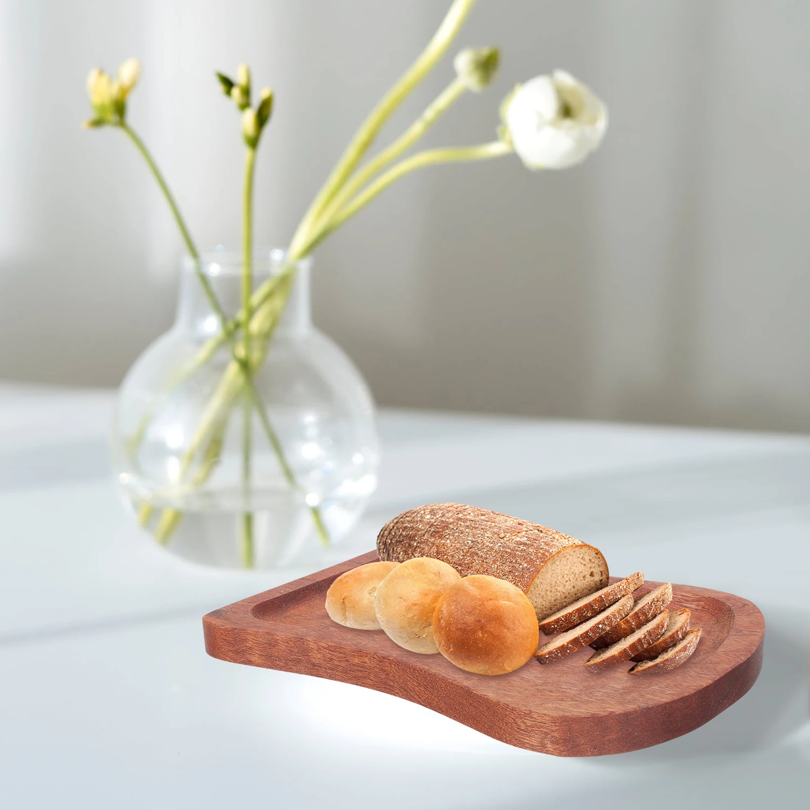 

Wooden Toast Plate Set Breakfast Tray Smooth Edge Salad Dessert Steak Pasta Use Household Food Pastry Plates Durability