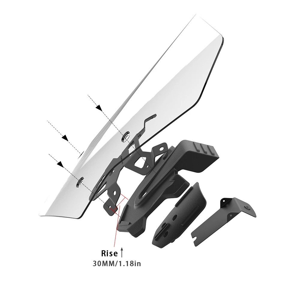 For Yamaha Tracer 9 GT+ Front Windshield 30mm Heighten Bracket Tracer 9/900/GT 9 /GT 900GT 9GT 2021~2024 Windscreen Holder