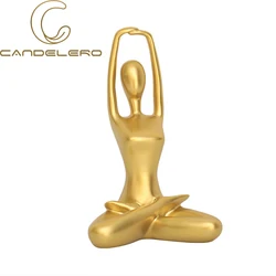 Gold Interior Home Decorative Figures Desk Tv Cabinet Decoration Living Room Sculpture Resin Statues Home Decor Yoga Girl Crafts