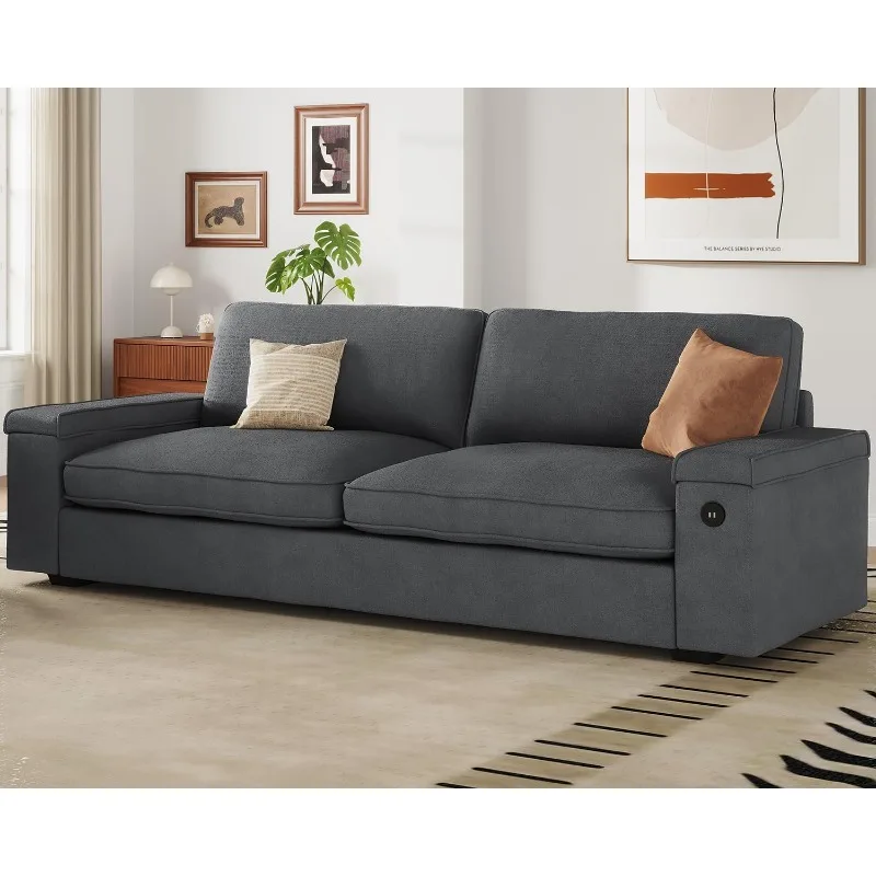 Modern Couch, Comfy Couches for Living Room, Oversized Loveseat Sofa, Deep Seat Sofa with Storage and 2 USB Charging Port