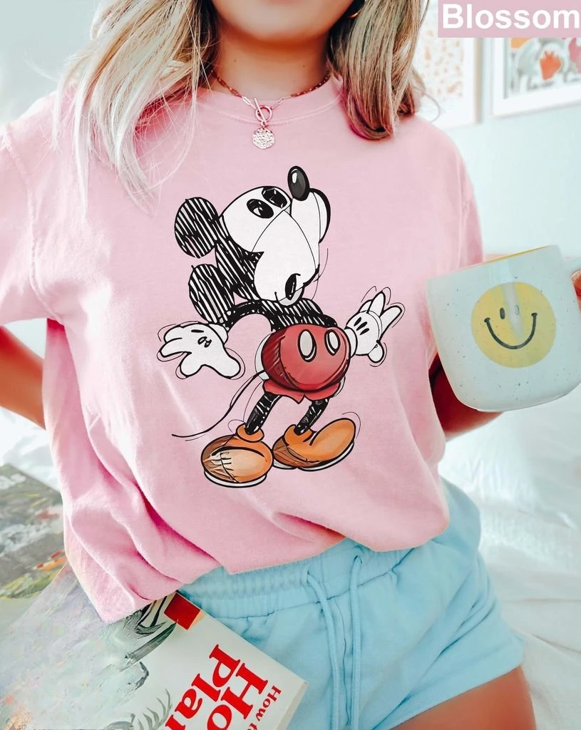 Camiseta Vintage de Mickey Mouse de Disney para mujer, ropa de calle Unisex de manga corta de algodón Vintage, holgada informal de gran tamaño con estilo