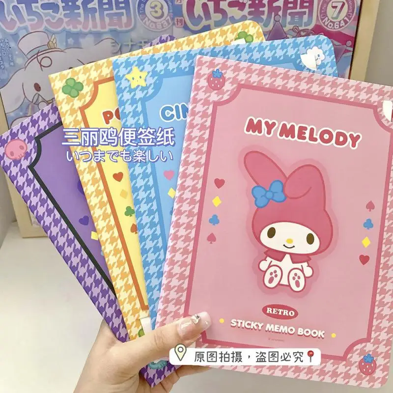 Sanrios Hello Kitty Tearable Sticky Notes Posted-It Cinnamoroll Handbook Melody Memo Pad Set Diy Diary Decor Stickers Stationery