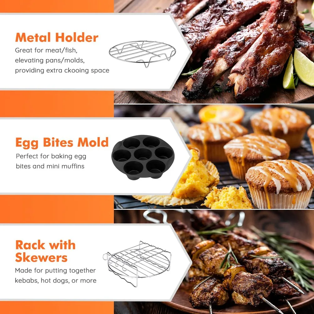 ملحقات مقلاة هوائية مربعة، لمقالي الهواء Instant Vortex Plus، COSORI 6.4L، Tefal XXL 6.2L، Breville ومعظم مقالي الهواء سعة 5.7 لتر