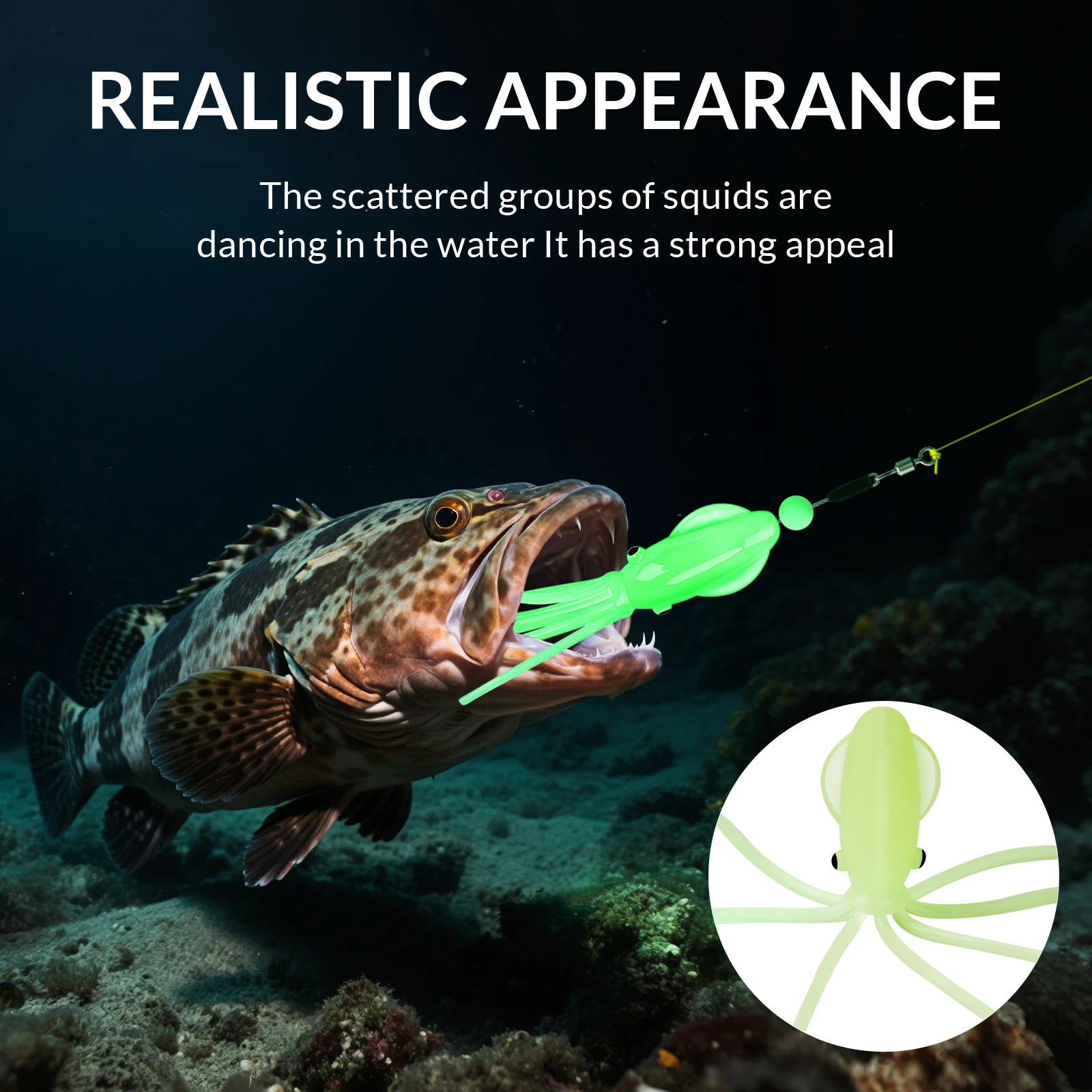 Señuelo Suave de Calamar Luminoso Silicona – Ideal para Pesca en Mar - imagen 5