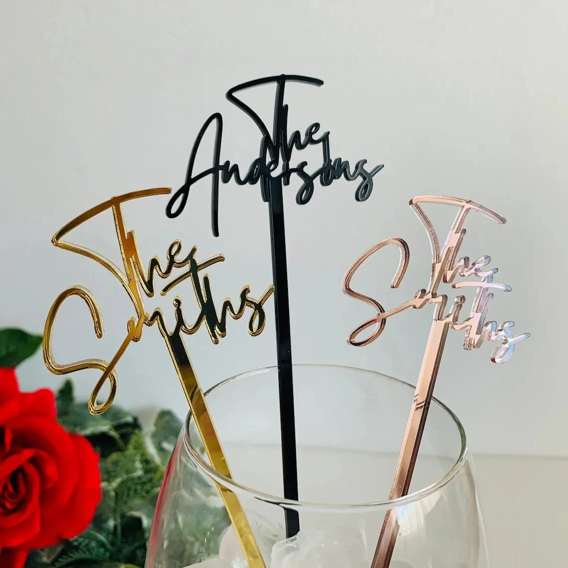 Personalized Name Drink Stirrers Custom Hand Lettered Font Calligraphy Swizzle Sticks Cocktail Bar Accessories Wedding TagsParty