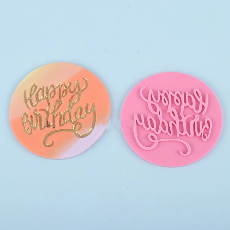 New Happy Father\'s Day Cookie Embosser Mold Thank You Letter Biscuit Embossed Stamp Happy Birthday Fondant Cake Decorating Tools