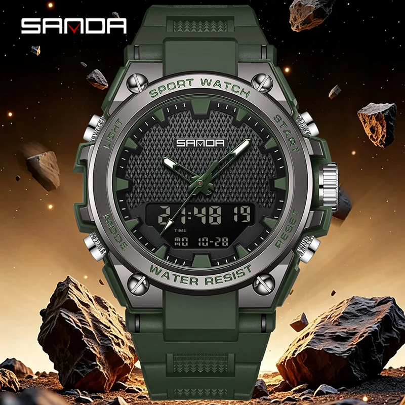 Sanda Watch New Sports Watch for Middle and High School Students Trend Tactical Waterproof Luminous Electronic Watch Male