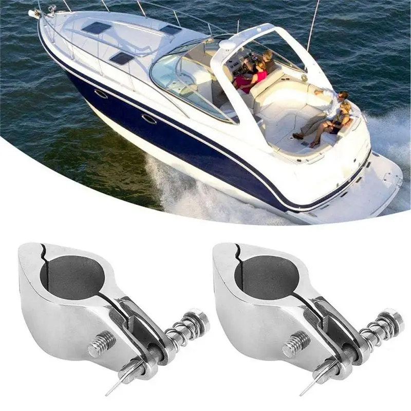 [A92P!】 2Pcs Stainless Steel Pipe Clamp Upper Jaw Sliding Hinged Hardware Hinge Upper Jaw Sliding Marine Fittings
