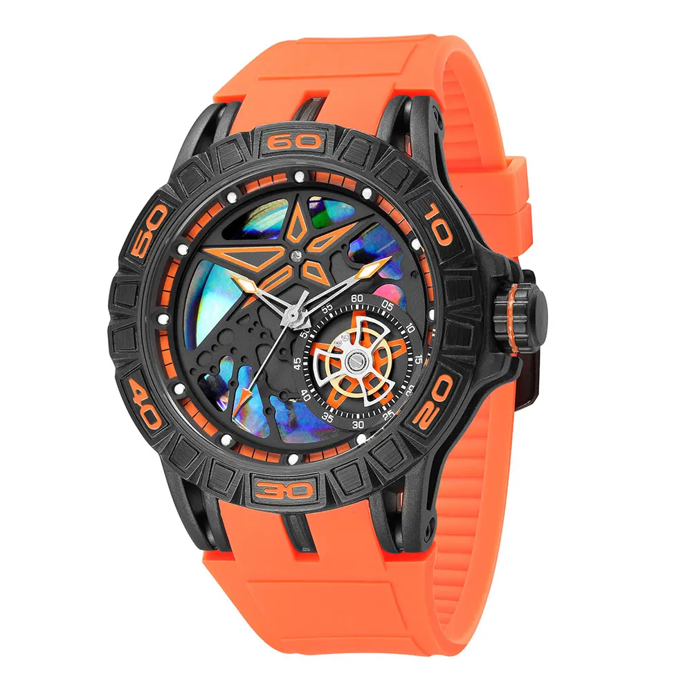 MEGIR&RUIMAS Orange Quartz Watch for Men Fashion Military Sport Waterproof Wristwatch with Silicone Strap Luminous Hands 337