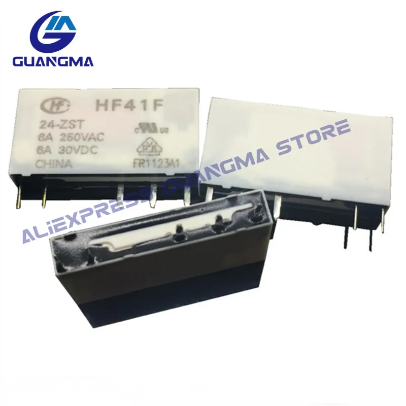 10pcs HF41F- 005 012 024 -ZS -HS -ZST -HST 41F-1Z-C2-1 HF41F-005-ZST HF41F-012-HST 4/5Pin 6A HF41F-024-ZS Relay 5V 12V 24VDC