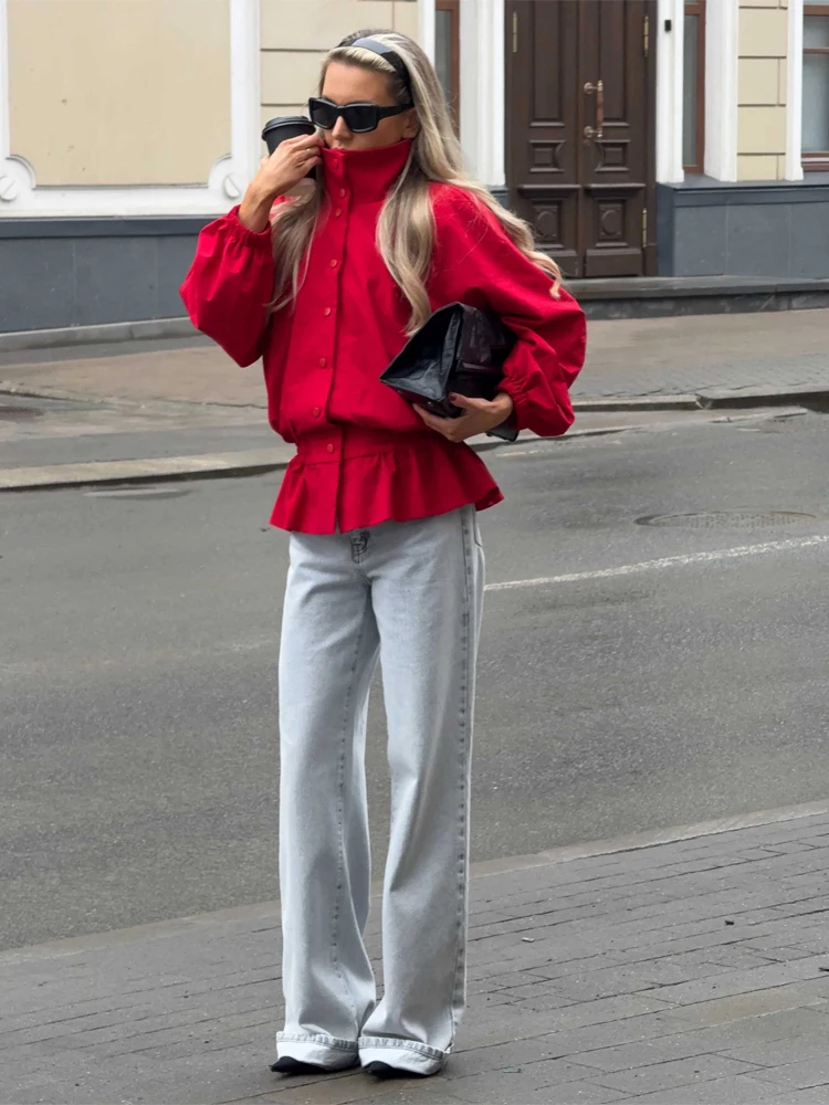 

Women's Solid Elastic Waist And Leg Length Cinching Ankle Pants Jacket Suit Stand Collar Snap Button Coat Sets 2026 Daily Set
