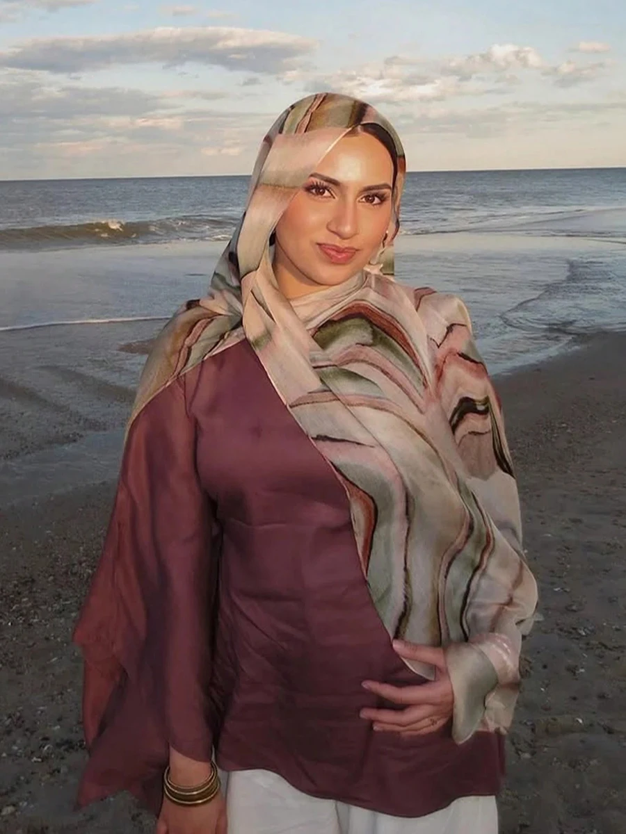 Islam Ramadan Hijab musulmano Stampa ad acquerello Hijab per le donne Foulard in cotone bohemien Foulard Femme Scialle di preghiera Avvolgente Ramadan