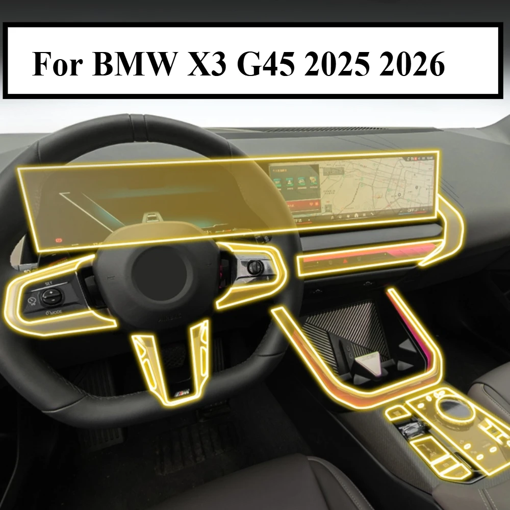 Accessoires de voiture film intérieur transparent TPU panneau d'engrenage GPS Console centrale de Navigation Protection PPF pour BMW X3 G45 2025 2026