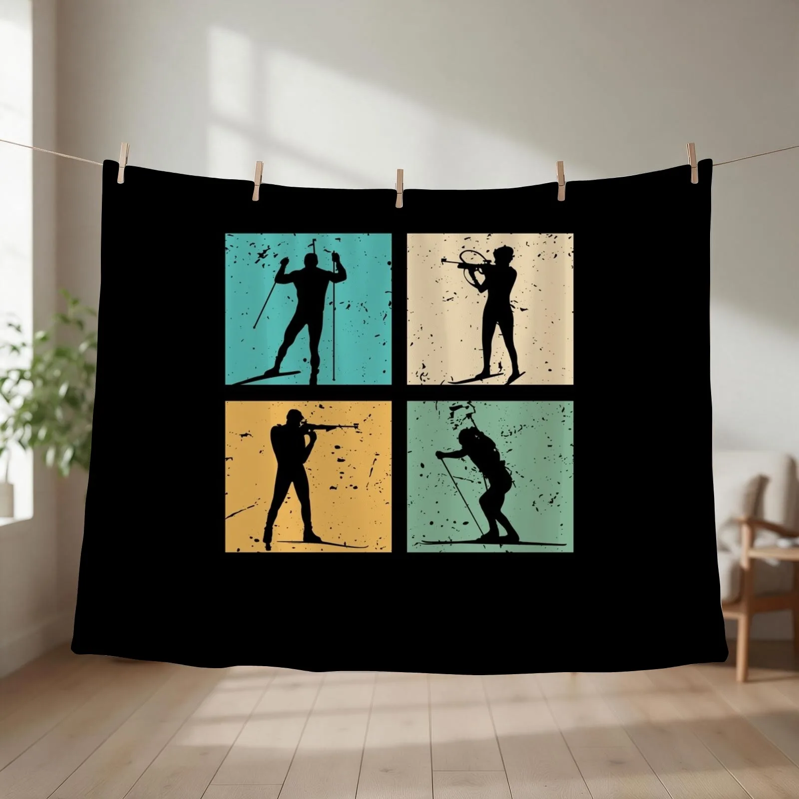 Biathlon Skiing Cross Country Skiing Biathlete Gift Skier Throw Blanket couch cozy soft plush fuzzy picnic outdoor blanket