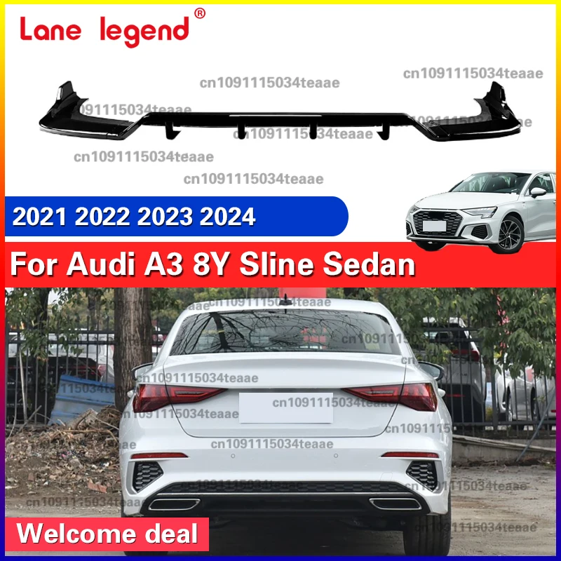 

rear bumper diffuser lip spoiler split protector tail lip rear lip modification accessories For Audi A3 8Y Sline Sedan 2021-2024