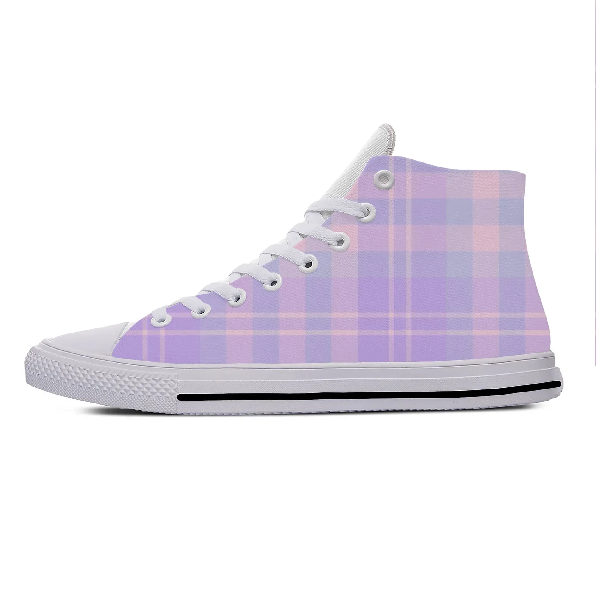 Pastel Tartan Plaid Scottish Aesthetic Casual Shoes High Top Breathable Summer Board Shoes Lightweight Men Women Hot Sneakers view 6