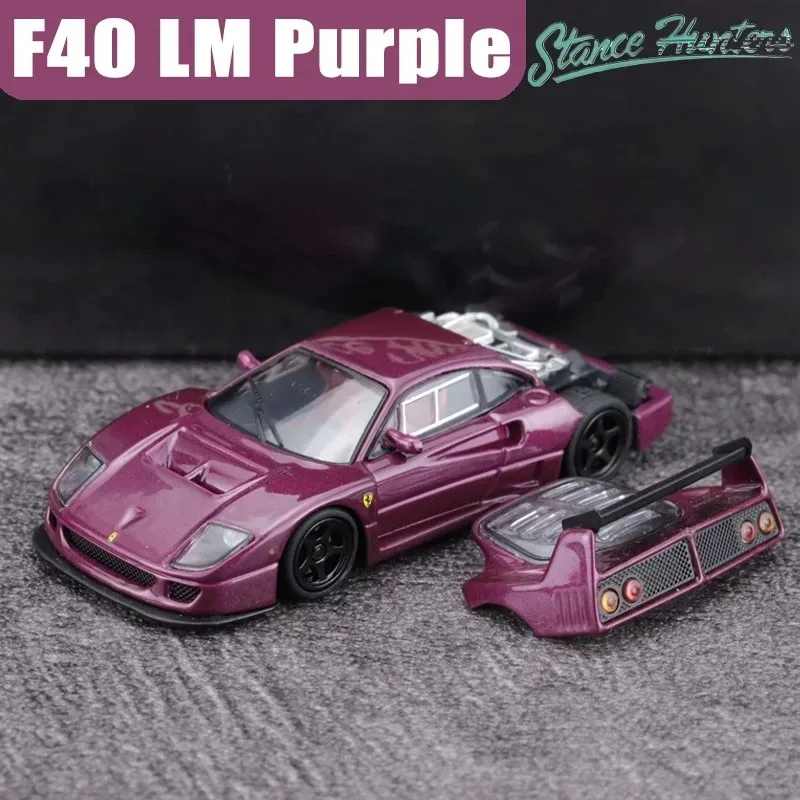 Stance Hunters 1/64 F40 LM Lila Legierung Motorfahrzeug Spielzeug Druckguss Metallmodell Sammlung Weihnachtsgeschenke für Jungen