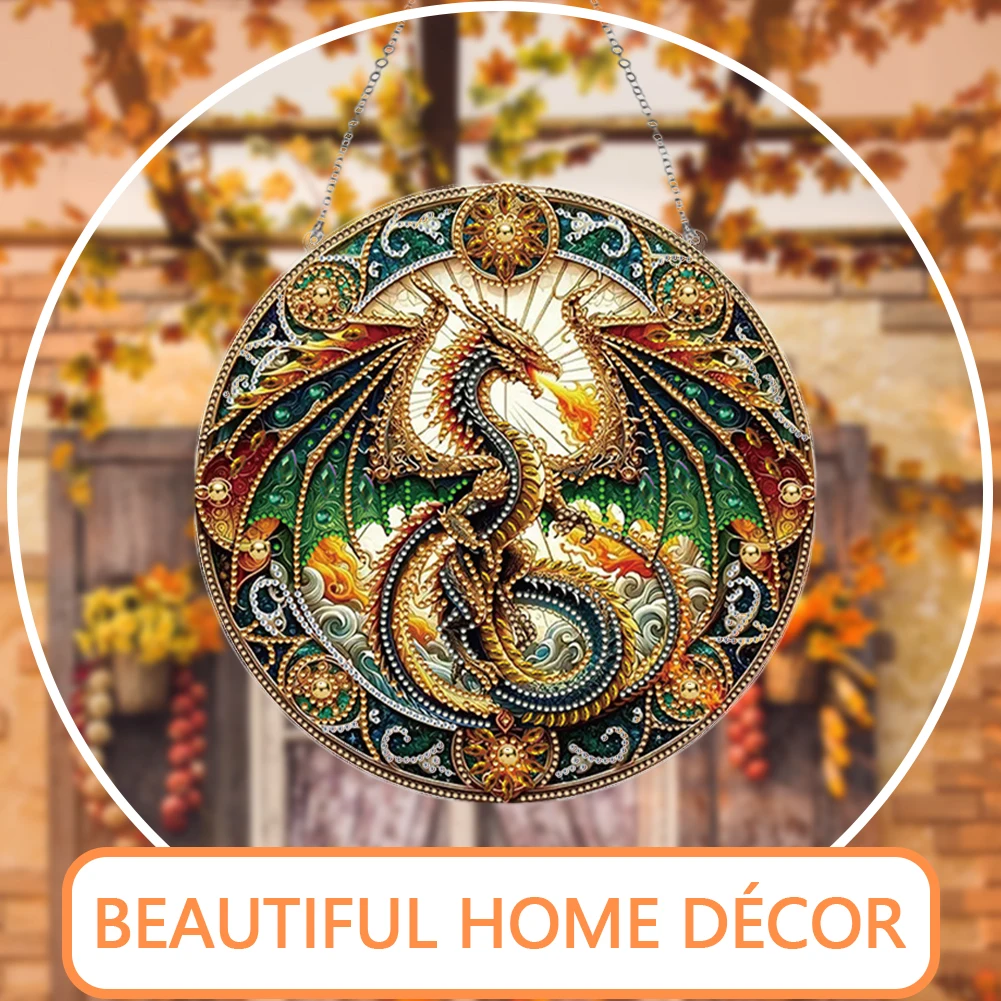 

Stained Glass Animal 5D DIY Diamond Painting Dots Pendant Suncatcher Diamond Drawing Hanging Ornament for Garden Window Decor