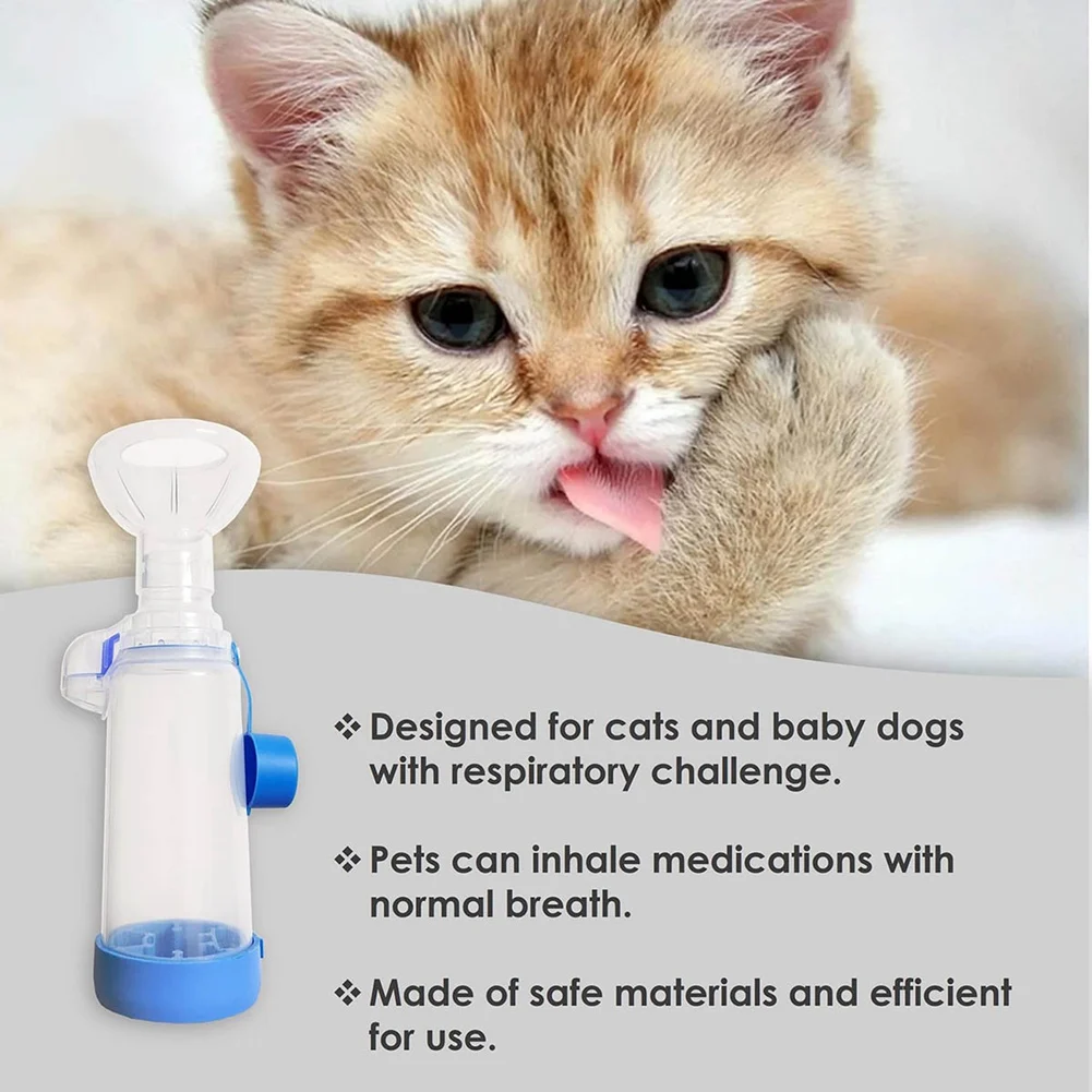 Inhaler Spacer with 2 Masks for Pets Cat and Small Dog Inhaler Spacer for MDI,with Round Shape Silicone Mask, Aerosol