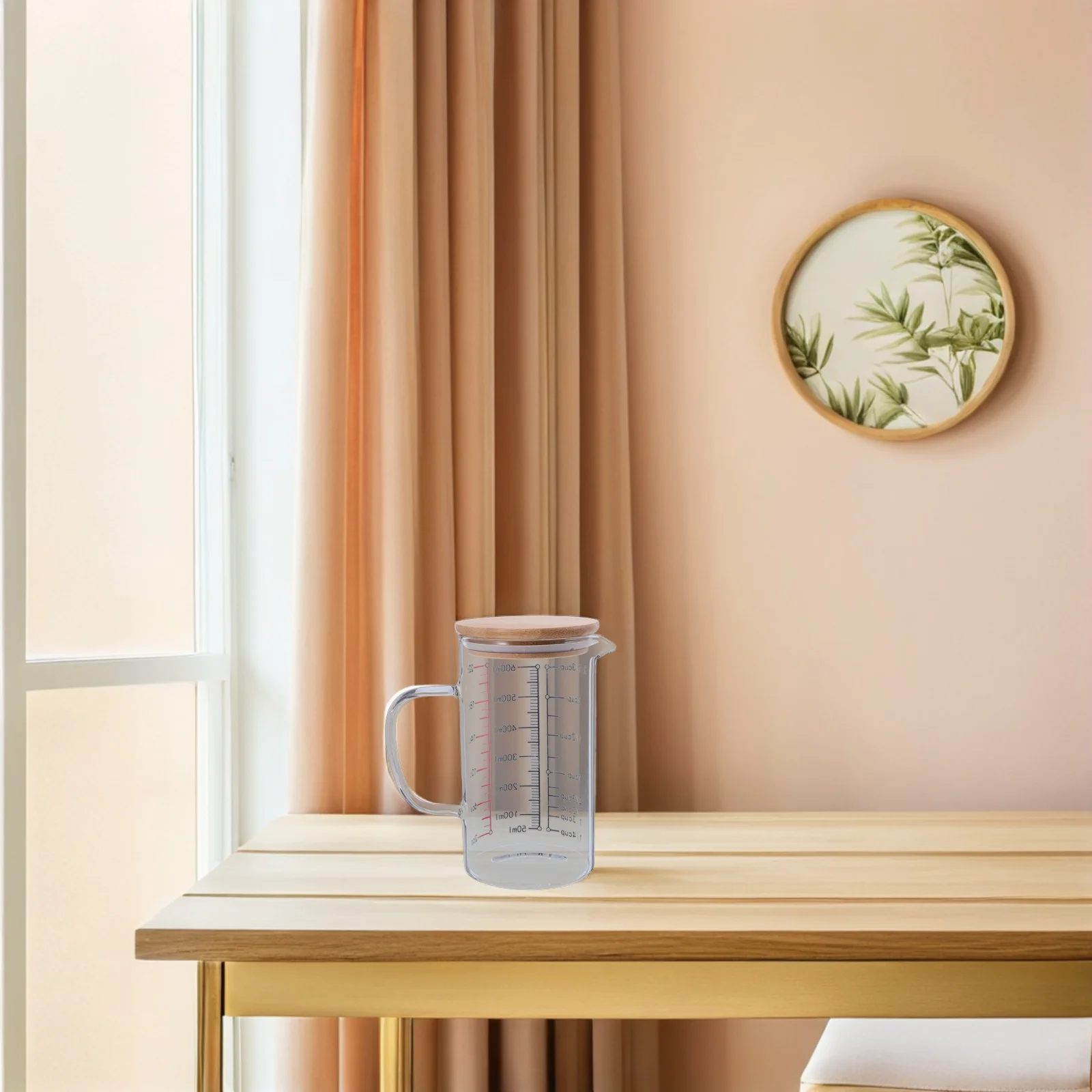 

600Ml Glass Measuring Jug with Lid Transparent Heat Resistant Graduated Cup for Microwave Oven Freezer Use Multi Function