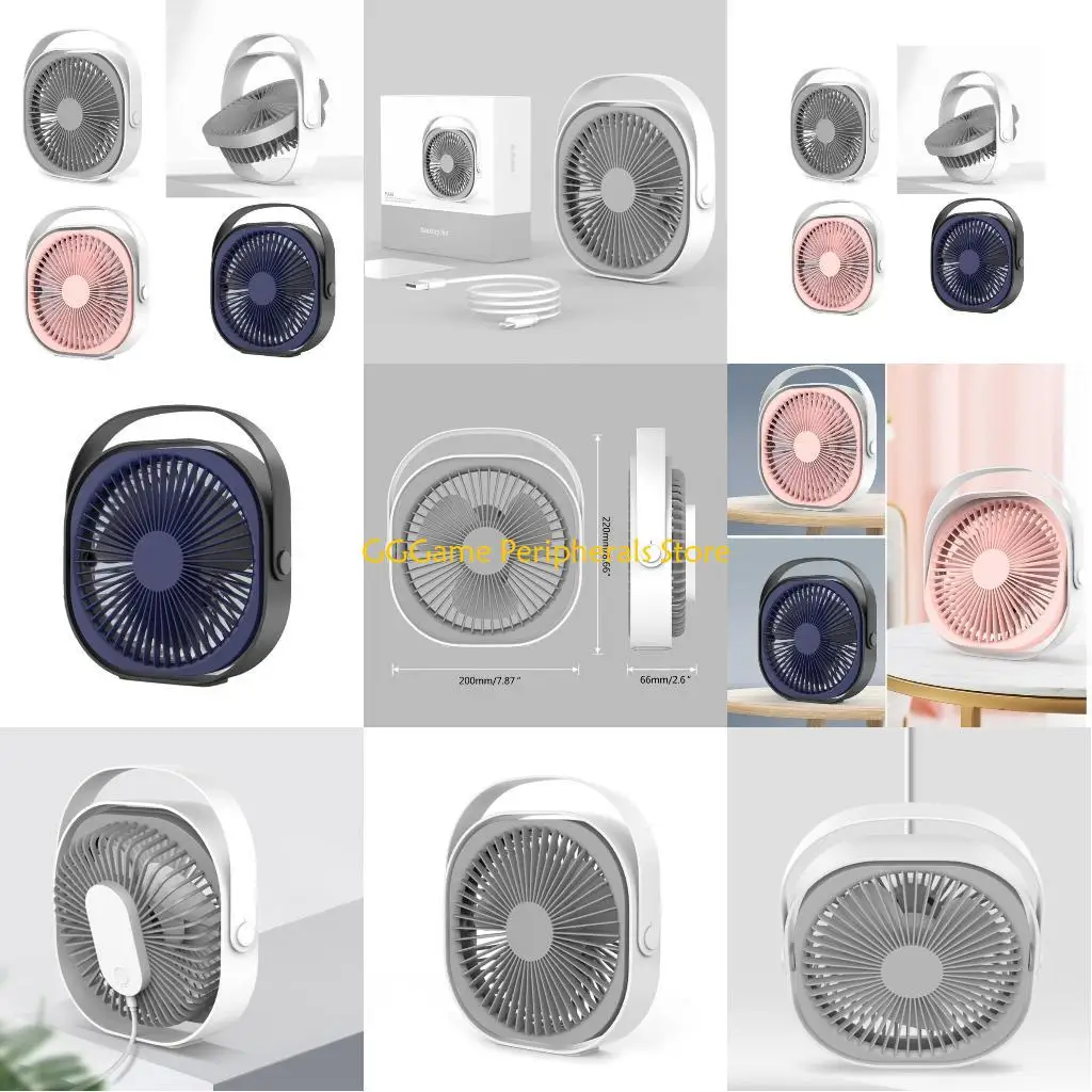 

U55B 6'' Portable Fan Desktop Fan With 1500mAh Battery USB Fan 3 Speed 360° Rotatable