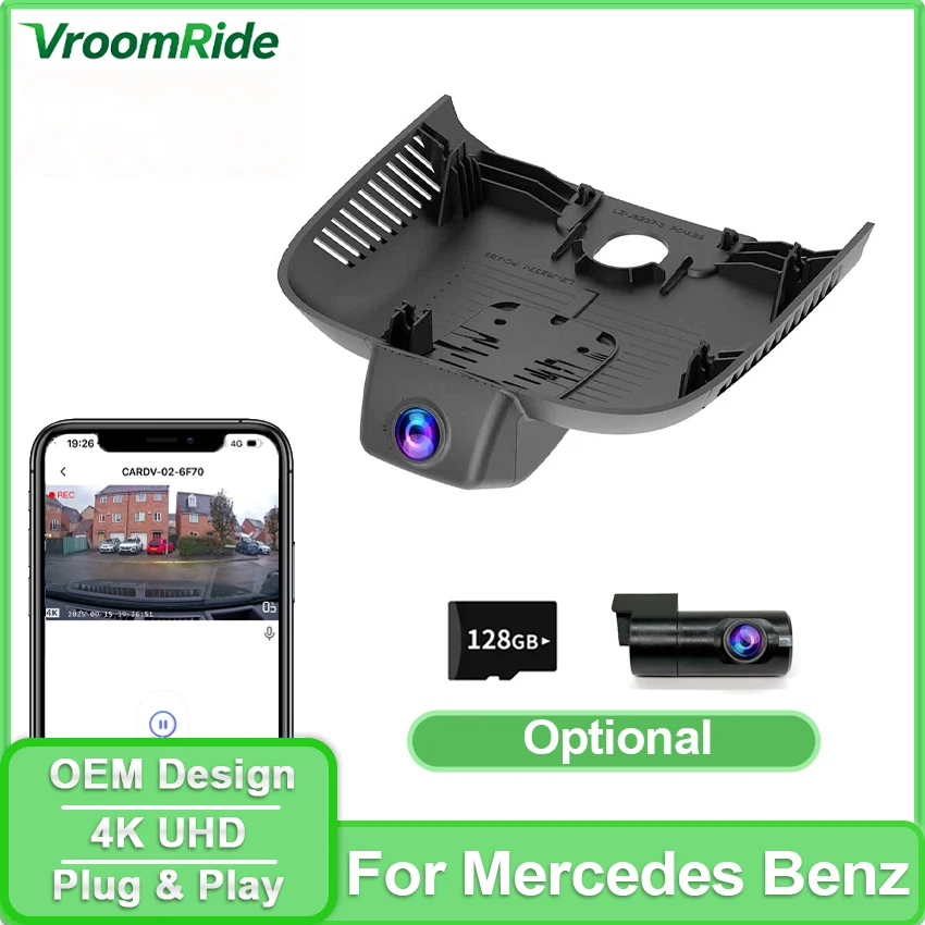 Plug and Play Wifi Dash Camera For Mercedes GLA H247 GLB x247 for Benz B Class w247 A Class w177 EQA EQB 2021-2023 4K Car DVR