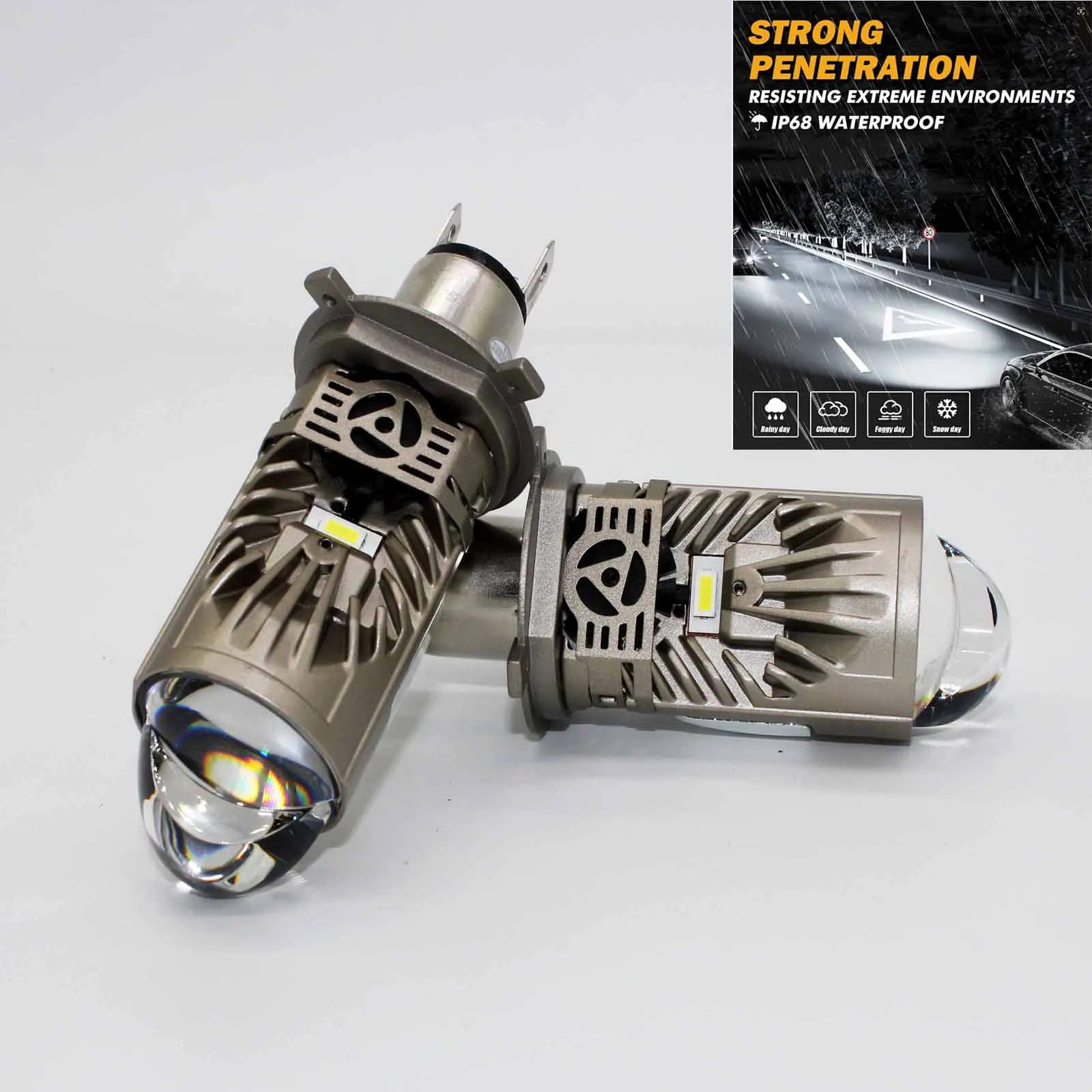 9003 H4 LED Headlight mini Projector Bulbs Kit 150W 15000LM Hi/Lo Beam Super Bright White