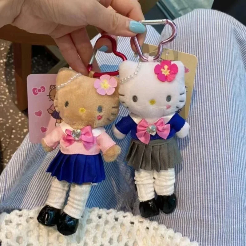 Nuevo Llavero de Peluche Hello Kitty de Pierna Larga para Uniforme Universitario, Bonito Colgante de Muñeca KT para Bolso, Adorno de Peluche Suave de Moda, Regalo