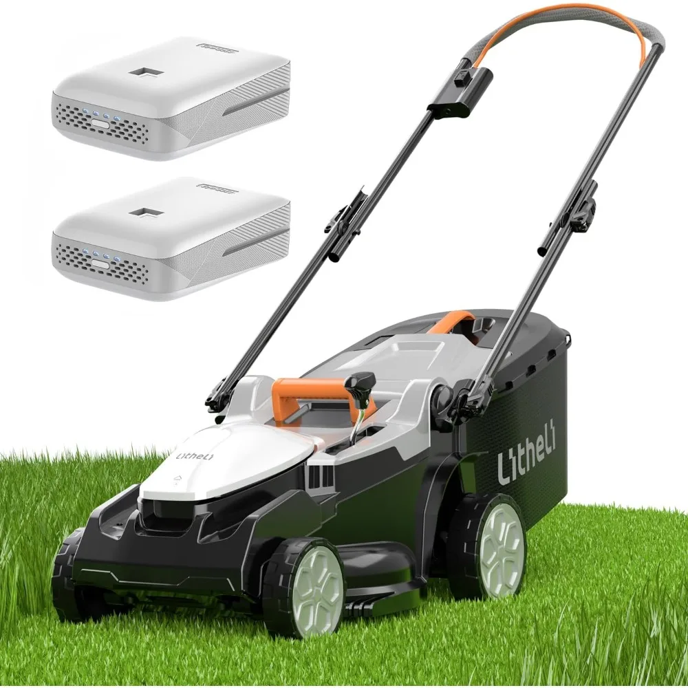 

Litheli 16 Inch Lawn Mower 2x20V Electric Coreless Lawn Mower Lightweight Push Mower with 6-Position Height Adjustment, 2 x 4.0A