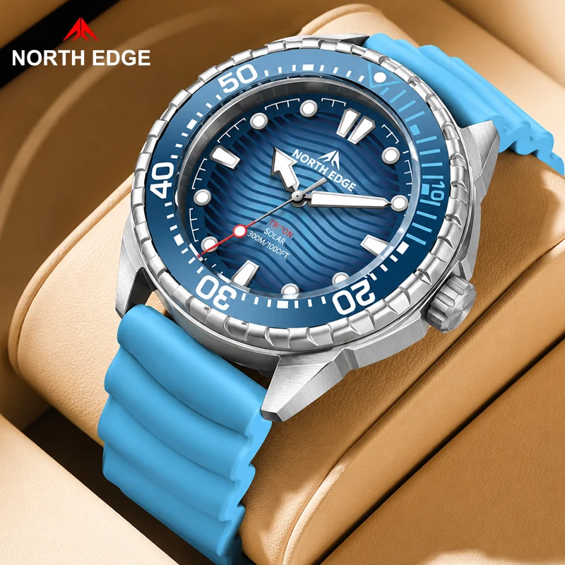 

Hot NORTH EDGE 2026 New TRITON Solar Powered Dive Watch Men Luxury Quartz Watches For Men 316L Stainless Steel Case Waterproof