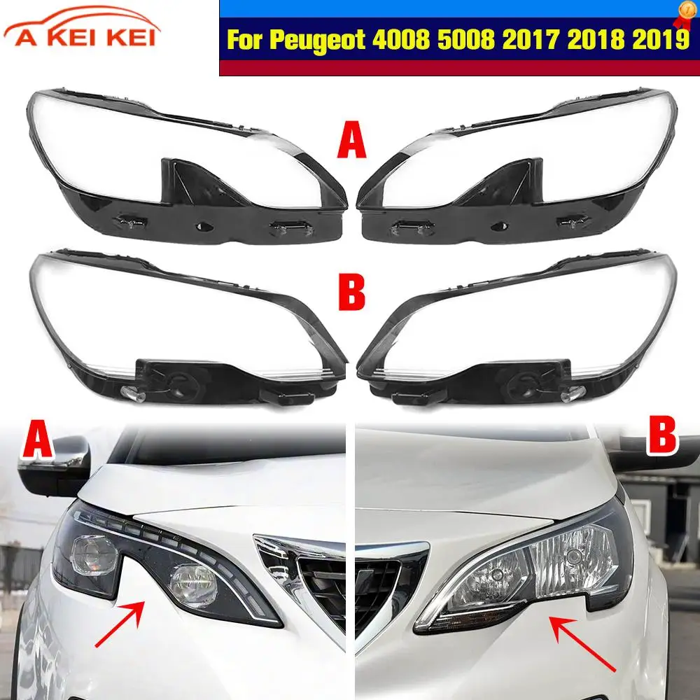 

For Peugeot 4008 5008 2016 2017 2018 2019 Car Shell cover Headlamp Lens Headlight Glass Transparent