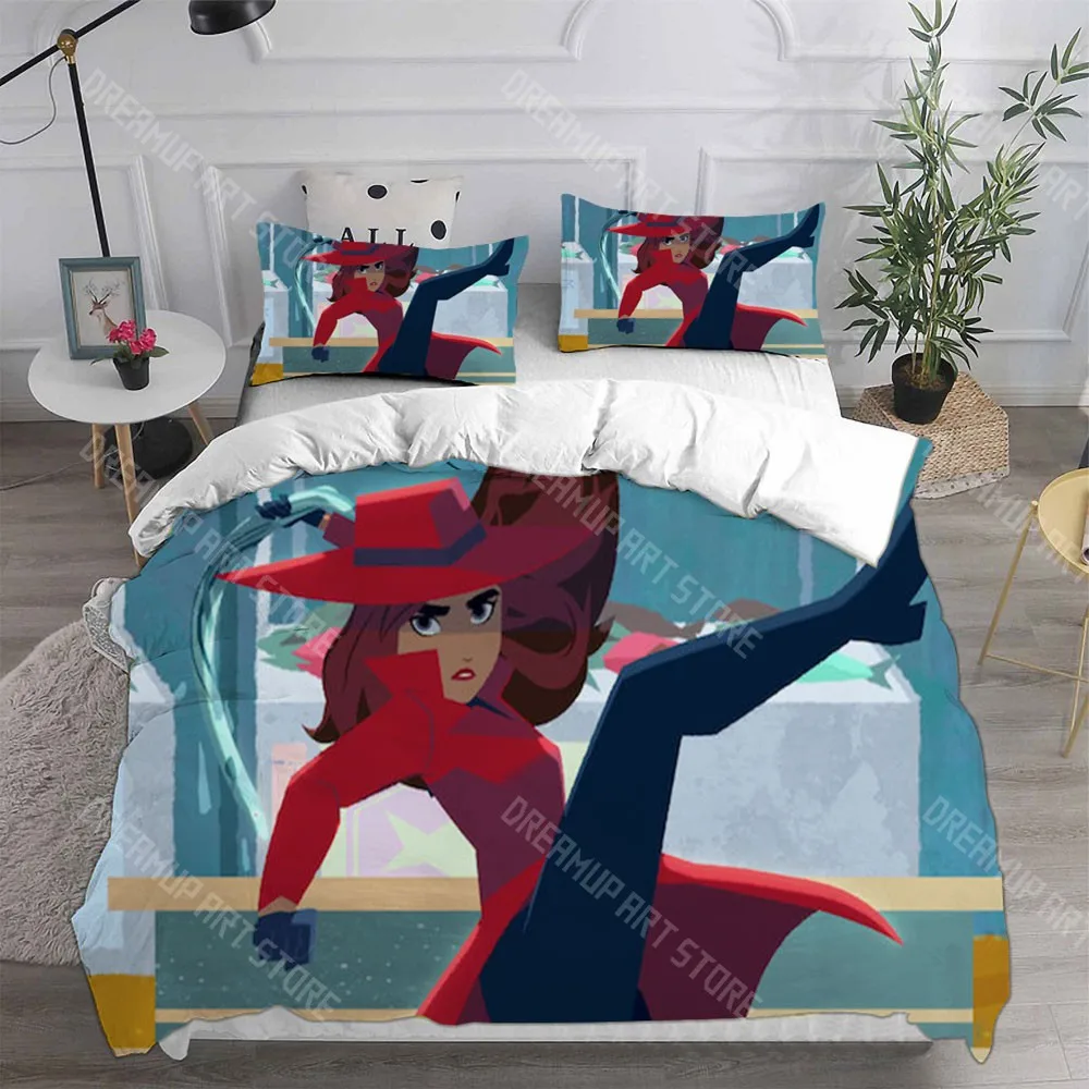 3D Printed Cartoon Carmen Sandiego Bedding Set for Boys Girls Duvet Cover Pillowcase Twin Queen King Full Single Double Sizes