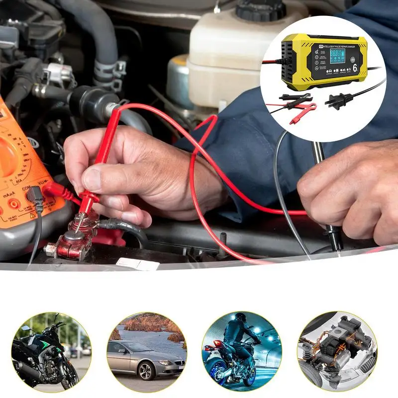 Fully Automatic Battery Maintainer 12V6A Battery Maintainer Trickle Charger Fast Charging Electric Car Battery Charger