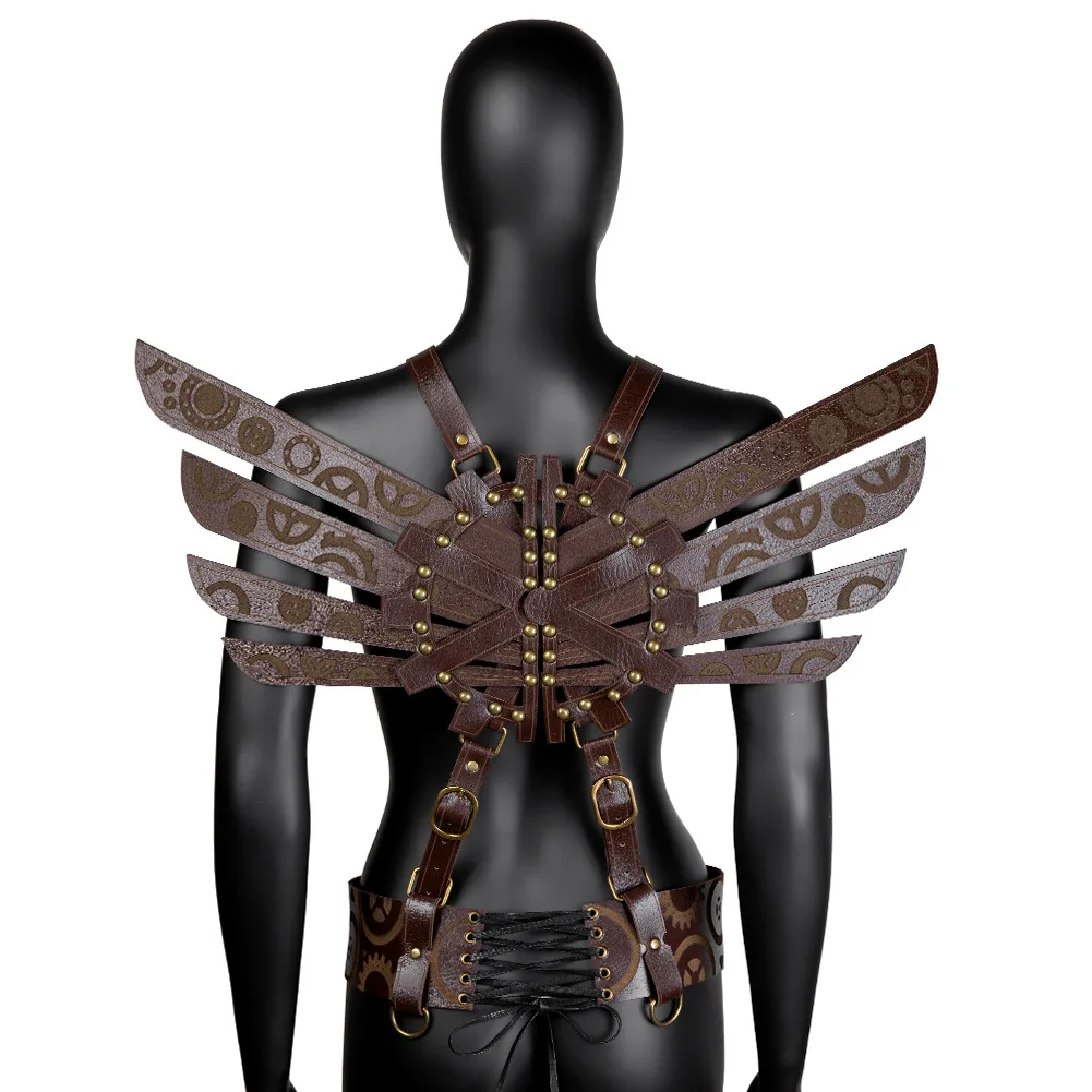 Punk Knight Shoulder Armor Battle Pad Vintage Cape Vest Medieval Leather Halloween Costume Role Playing Anime Accessories Props