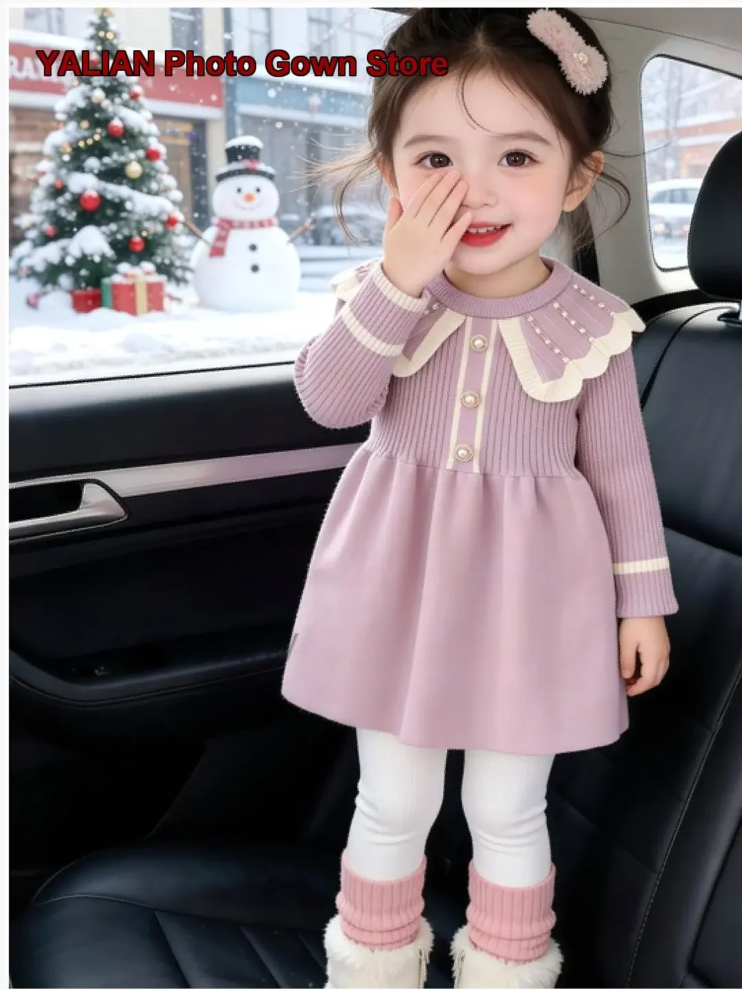 Girls Autumn First Birthday Dress Kids Stunning Knit Dress Infant Beaded Skirt