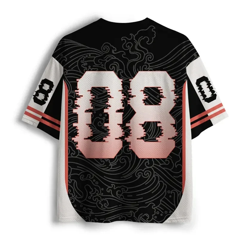 2026 Summer Fashion Japanese Floating World Wave 3D Printing Quick Drying Outdoor Street Style Leisure Fitness V-neck T-shirt