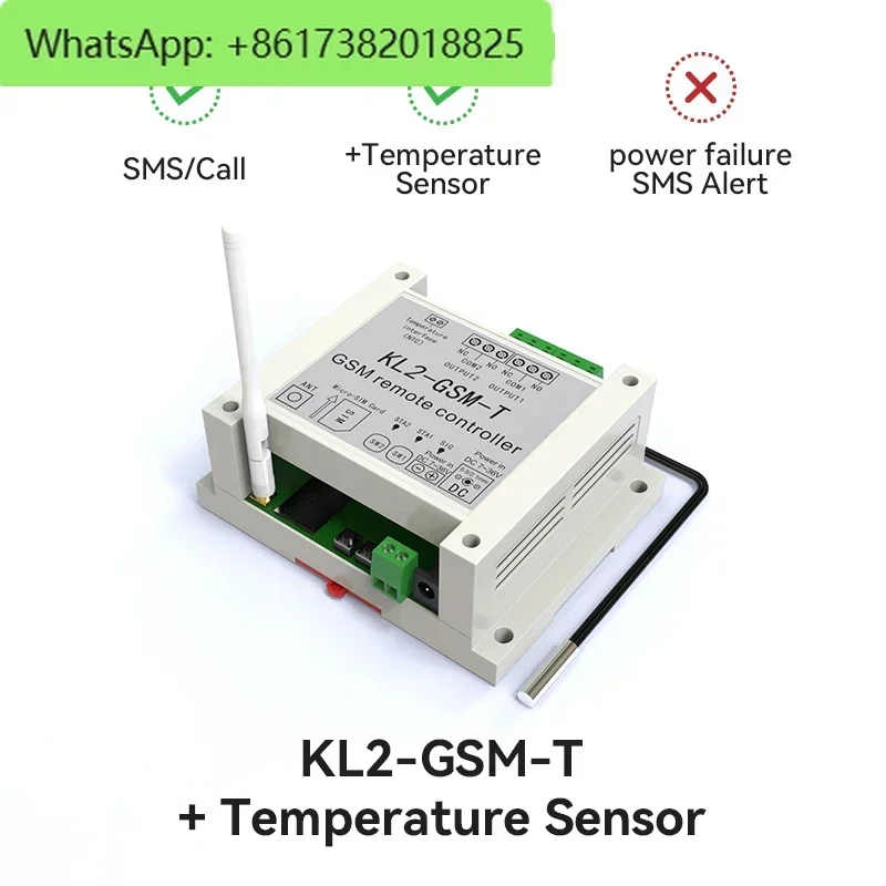 

2G GSM 2 Way Relay Controller SMS Call Temperature Sensor Remote Control Smart Home Automation SIM Switch Garage Door Opener