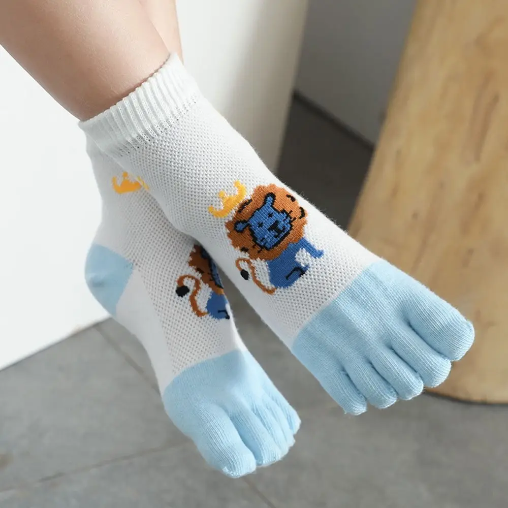 Cute Lovely Elastic Animal Korean Style Spring Autumn Lion Children Short Socks Cotton Socks Five Finger Socks Toe Socks