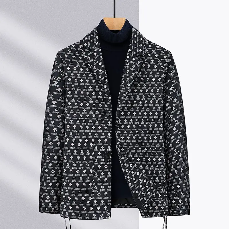 بدلة رجالية غير رسمية بقصة ضيقة من Faionable Jaet ربيع الخريف مطبوعة فضفاضة كورية Sle Ele قماش بوليستر عالي الجودة