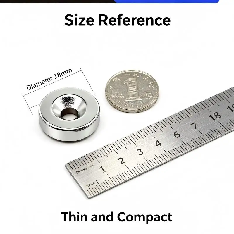 18x5‑5mm N35 Countersunk Hole Disc Neodymium Magnet Round Permanent Magnet Fridge DIY Craft Model Building Industrial Hardware