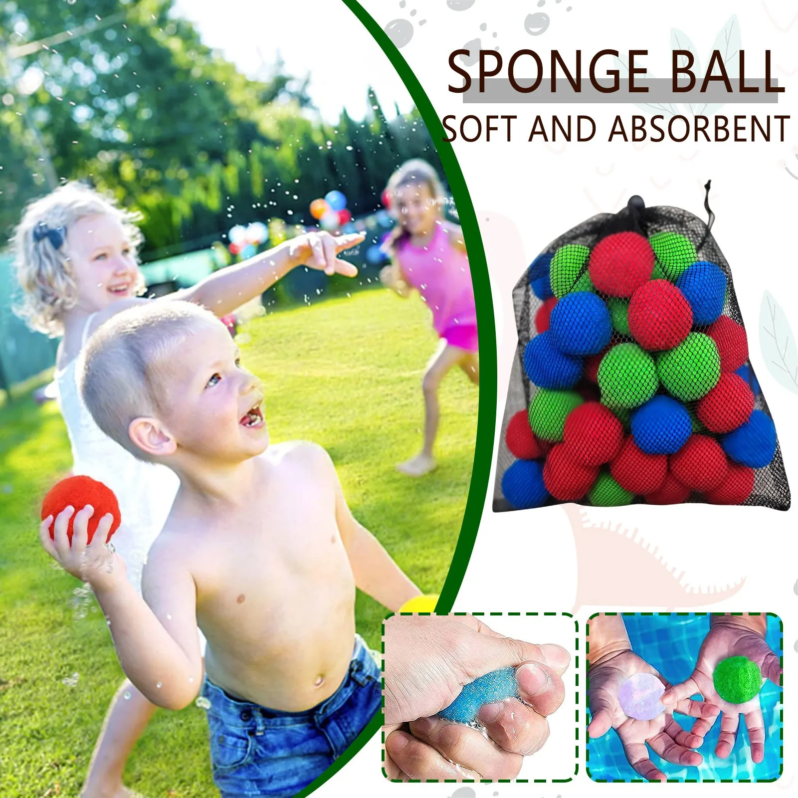 50 упаковок многоразовых шариков для отскока воды для бассейна/пляжа — впитывающие хлопковые игрушки для летних вечеринок и игр на открытом воздухе