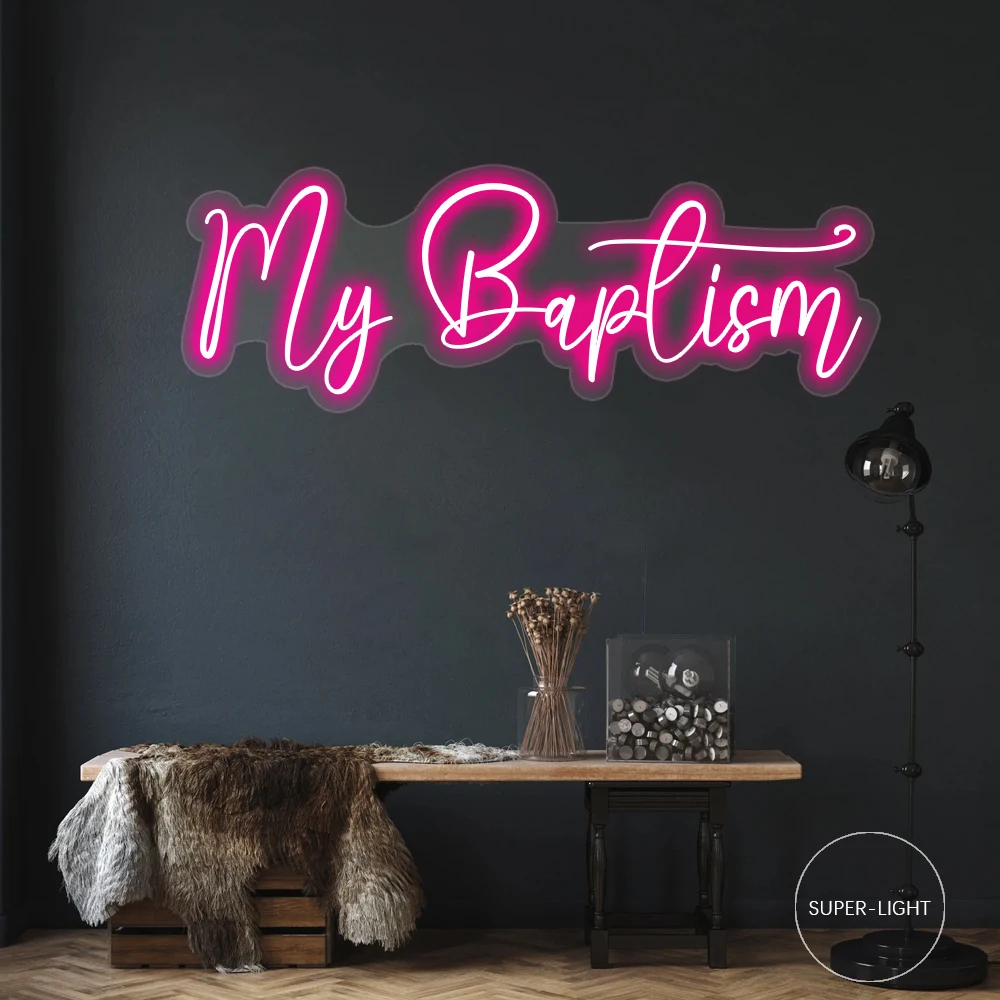 

My Baptism Neon Sign, Custom Bar Decoration Neon Light Sign, Personalized Neon Bar Signs For Decor, Baptism Home Bar Decoration