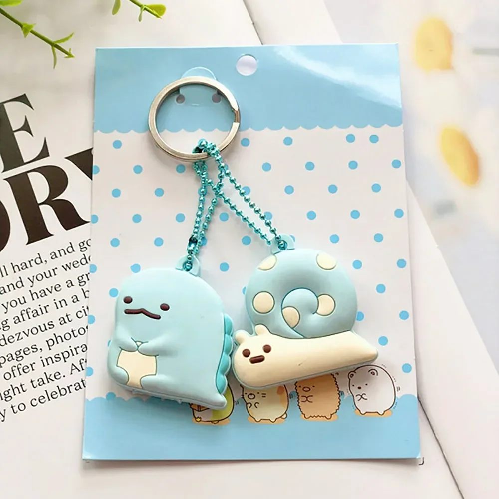 2pcs/set Cartoon Soft Silicone Protective Key Case Cover for Key Control Dust Cover Holder Women Small Key Chain Pendant Keyring