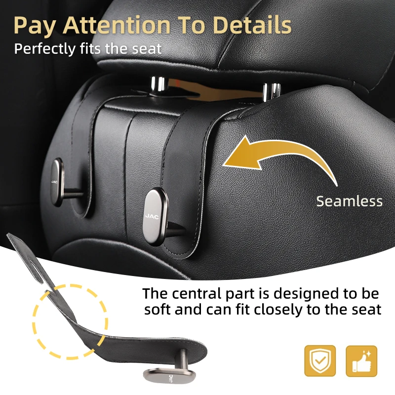 

Car Seat Back Hook Bag Hanger Leather Hanging Hook Auto Accessories For JAC Refine J3 J4 J7 JS3 JS4 KR1 S2 S3 S4 S5 S7 Vapour T8