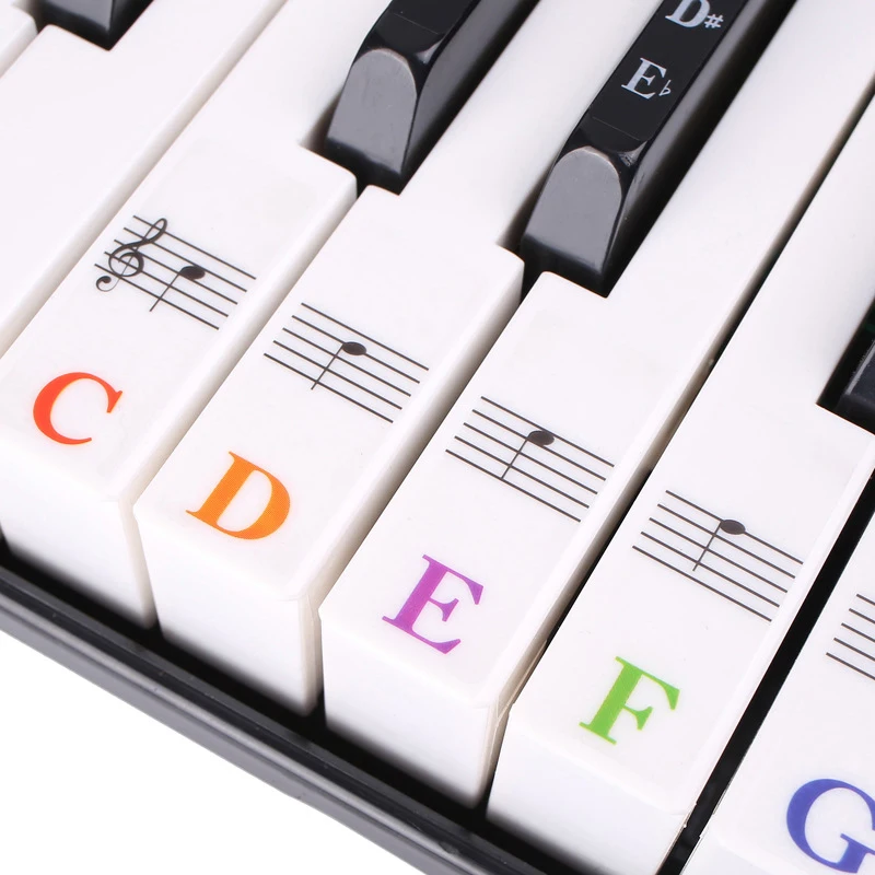For Kids Beginners 1Pc Multicolour Piano Stickers Keyboard Key Note Removable Piano Keyboard Note Labels Stickers