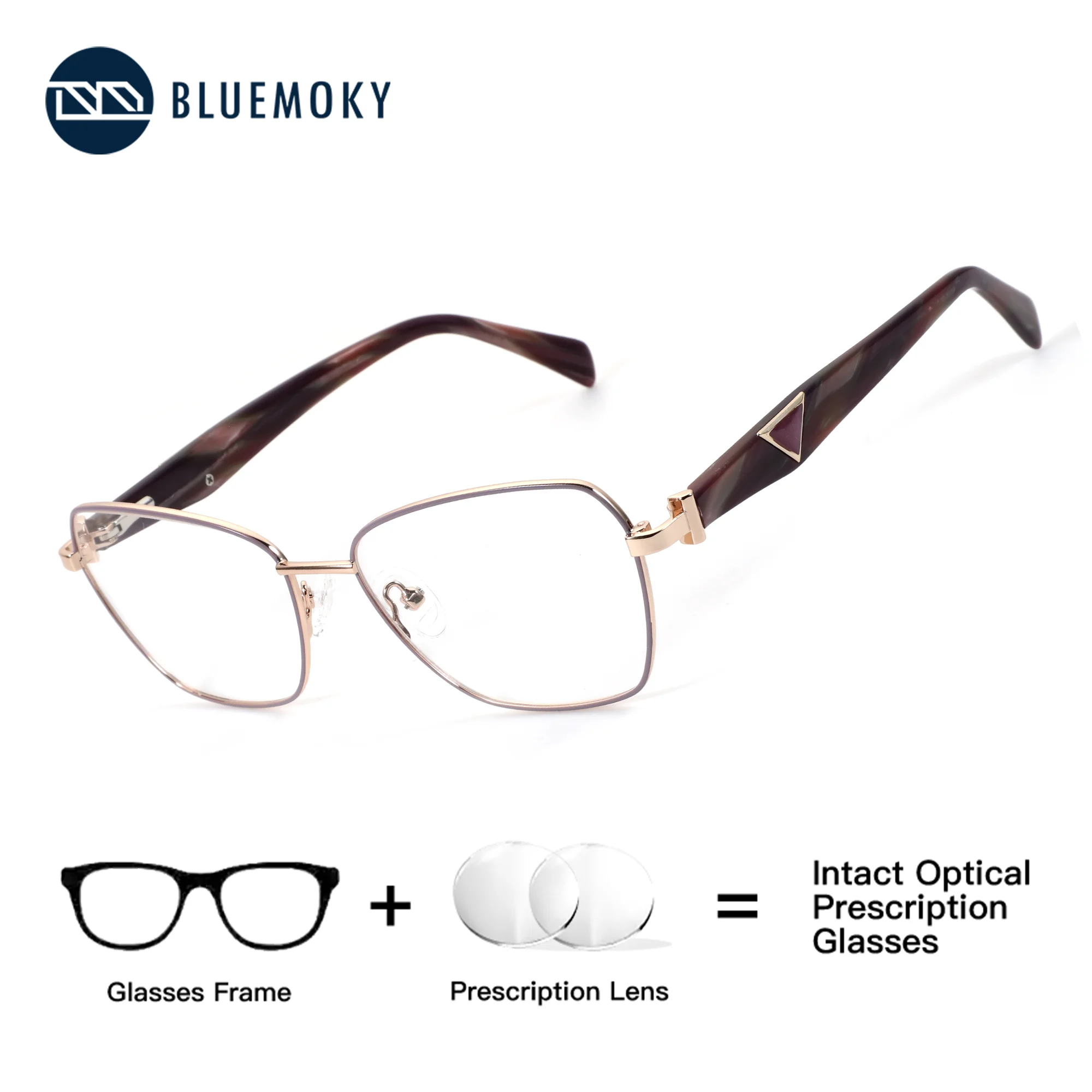 

BLUEMOKY (S Size) Women Butterfly Prescription Glasses Correction Progressive Myopia Anti Blue Light Protection Photochromic