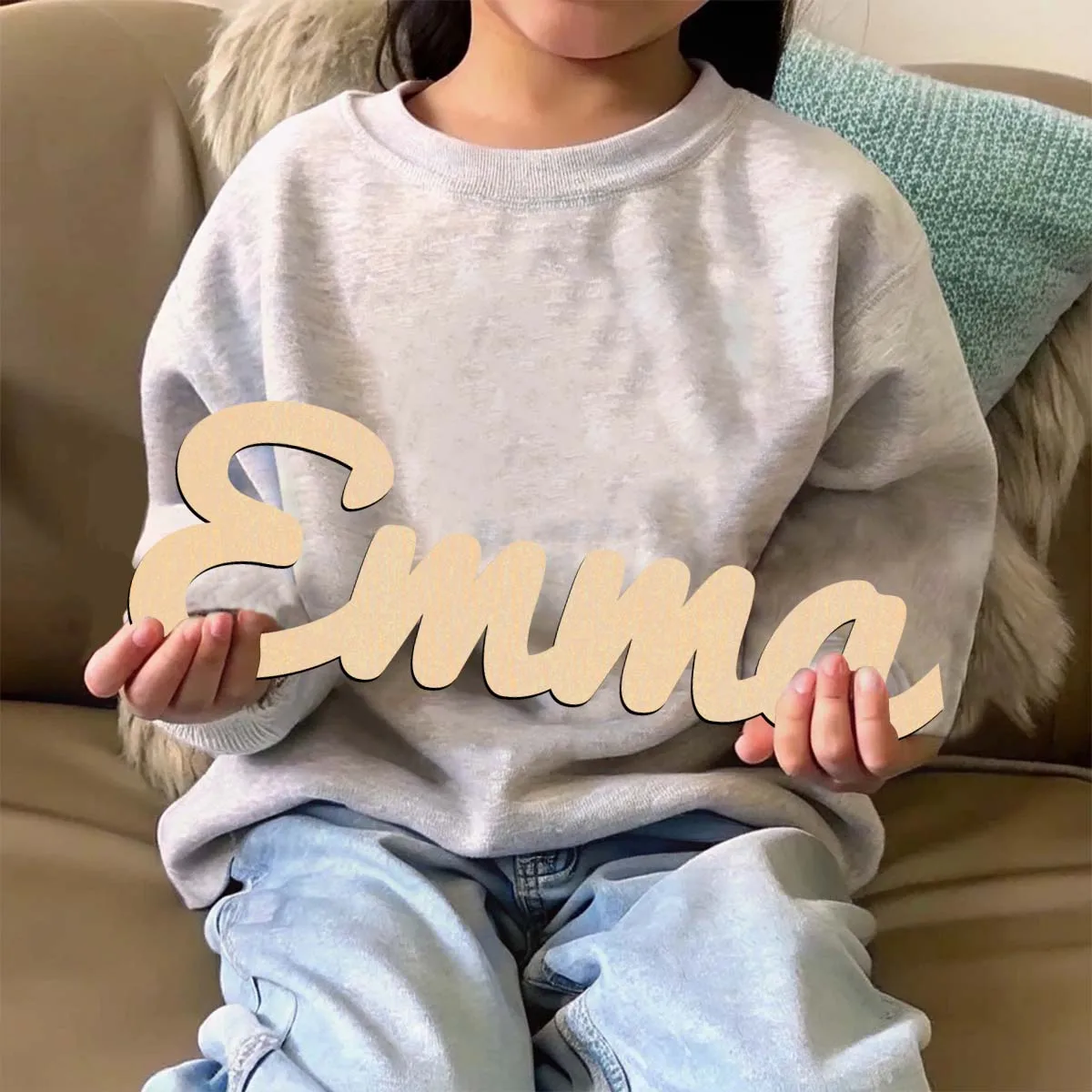 1 قطعة الكرتون emma exmple اسم مخصص علامة خشبية قطع الليزر علامة لوحة خشبية لم تنته الخشب للرسم أو التألق