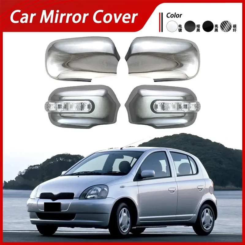 Suitable for 99-04 Toyota Vitz XP10 rearview mirror cover electroplated rearview mirror case carbon fiber pattern reflector